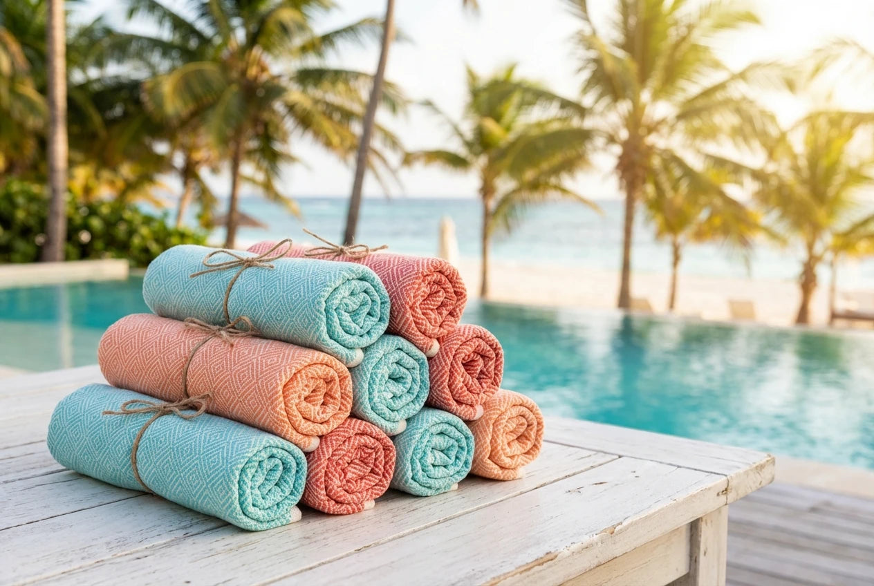 Caribbean Wedding Favors: Towels Your Guests Can Use Poolside