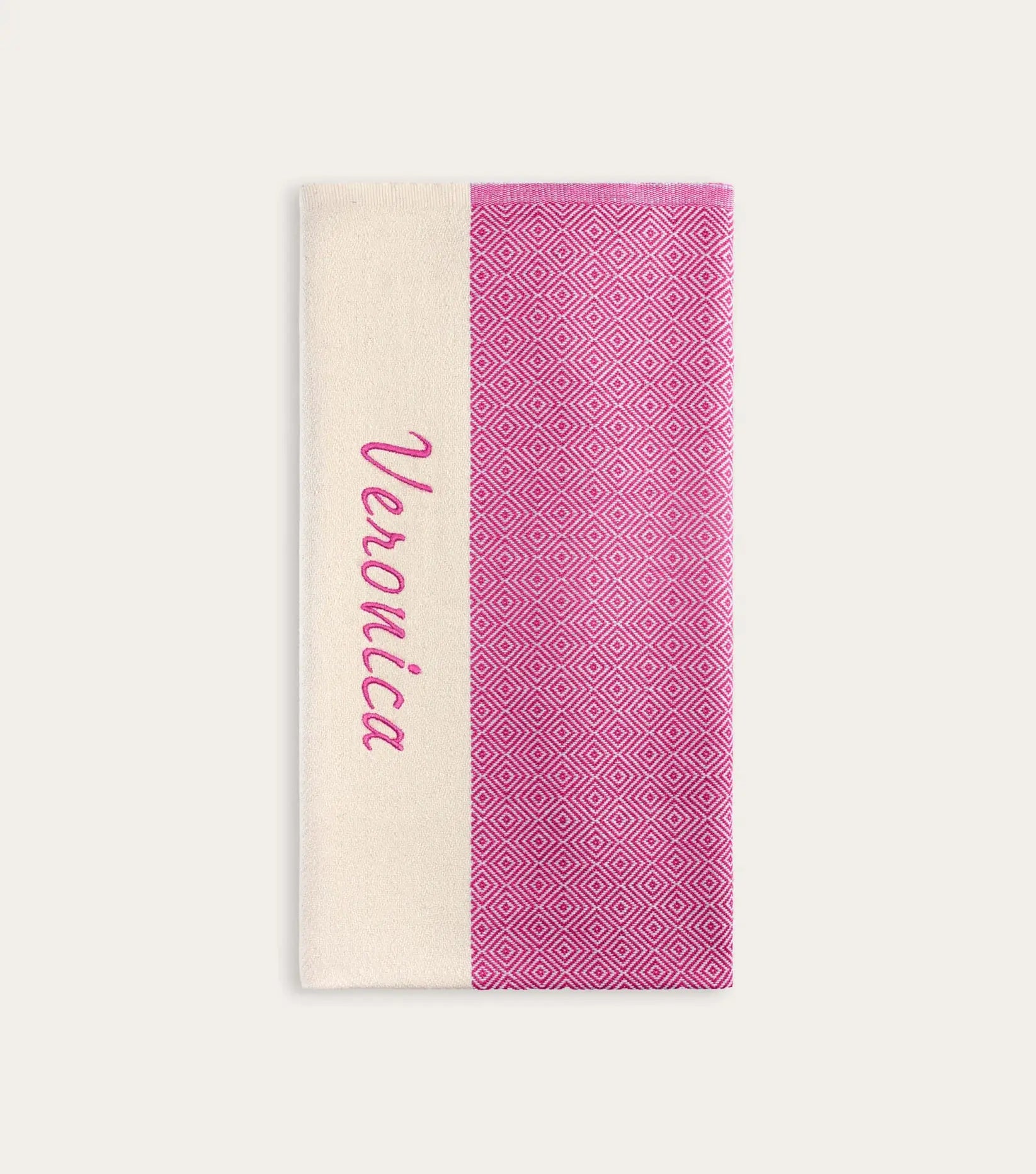 Perga Essence Personalized Beach Towel - diamond weave pattern close-up